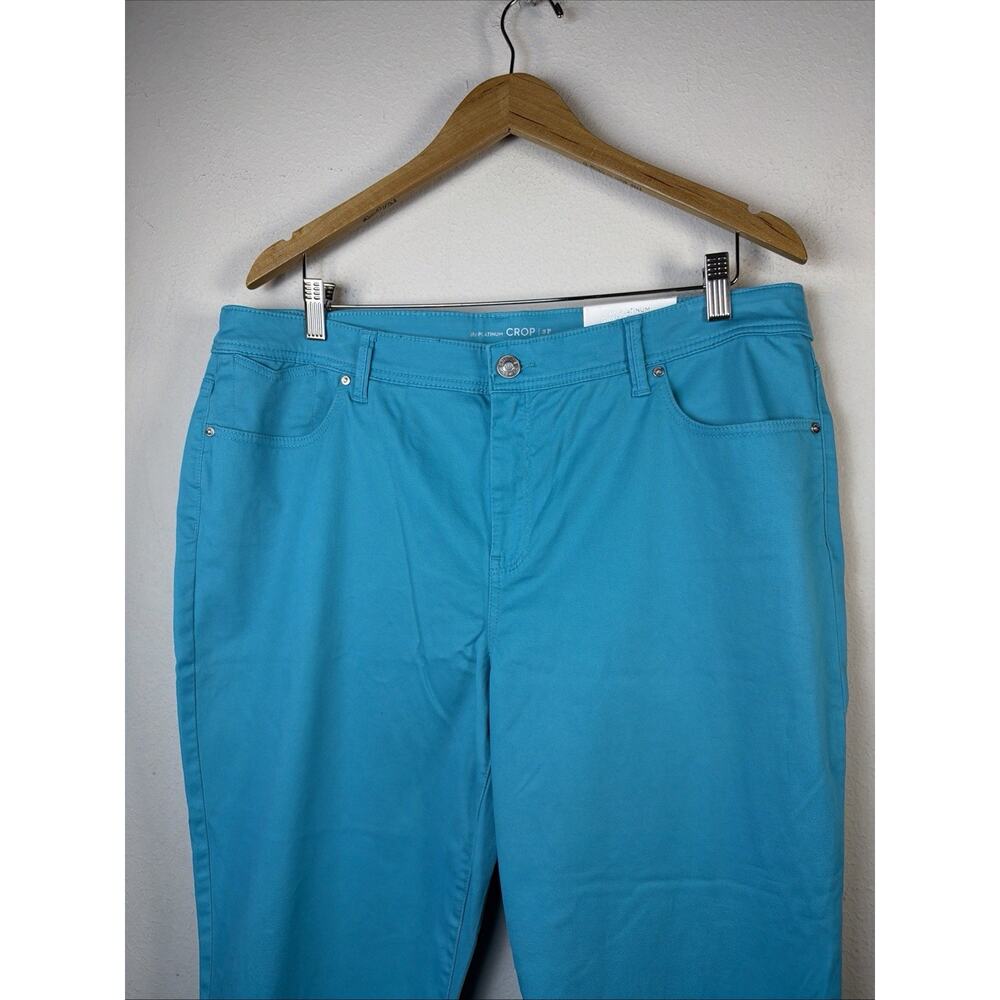 Chico's petite 16 XL Platinum Girlfriend Turquoise blue crop beach Pants NWT - Picture 3 of 10